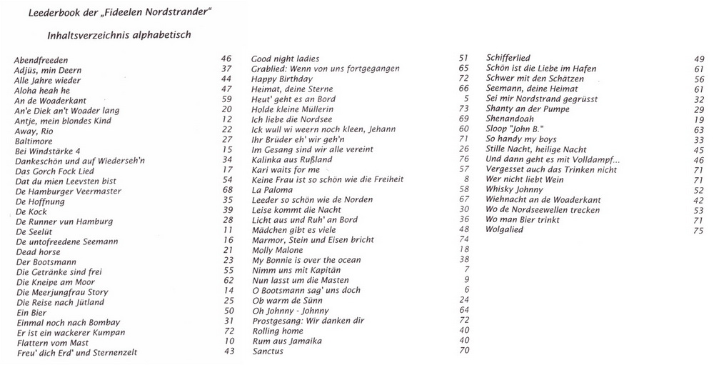 Liederbuch-Verzeichnis